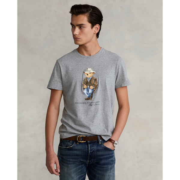 POLO RALPH LAUREN CUSTOM SLIM FIT POLO BEAR JERSEY T-SHIRT, White Men's T- shirt