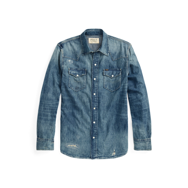 Distressed Denim Western Shirt for Men | Ralph Lauren® IE