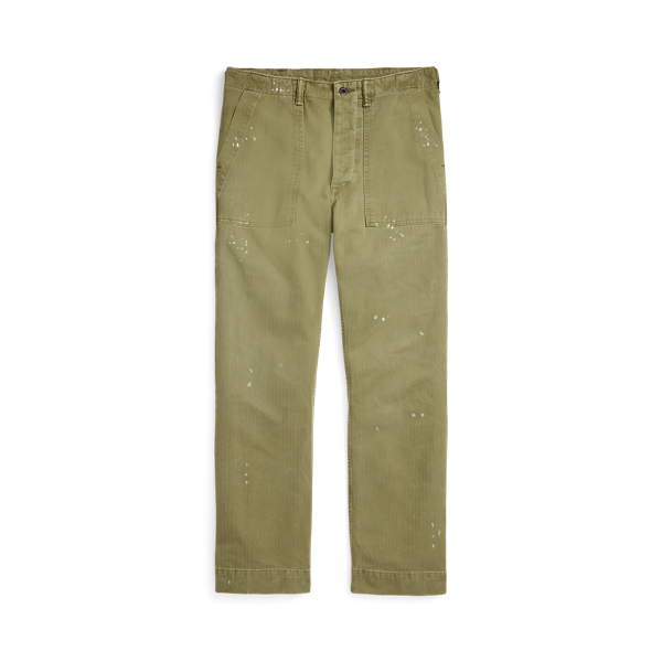 Relaxed Fit Herringbone Utility Pant
