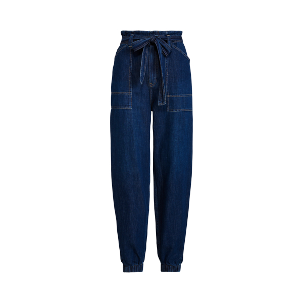 Belted Denim Jogger Pant