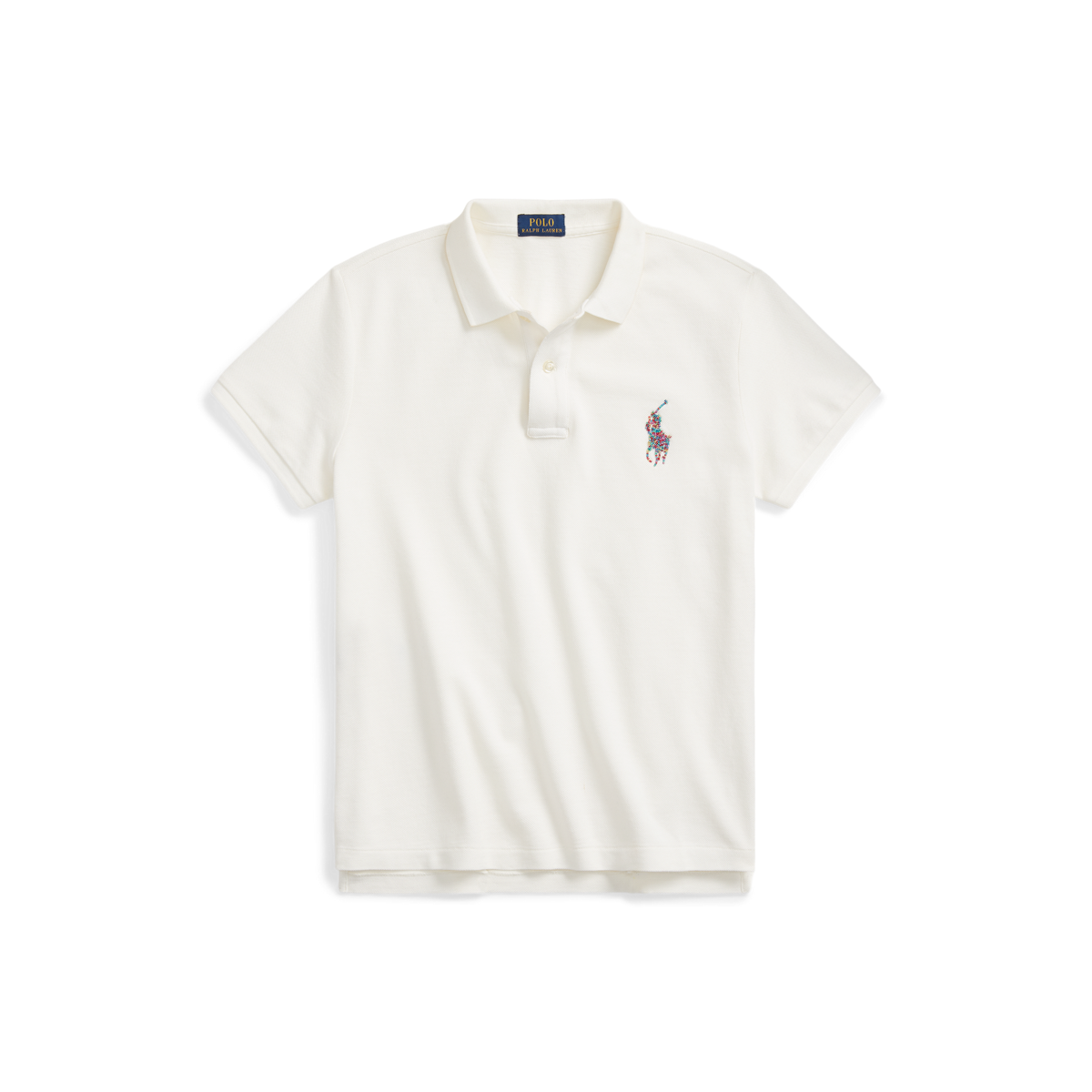 White polo shirt clearance with brown horse