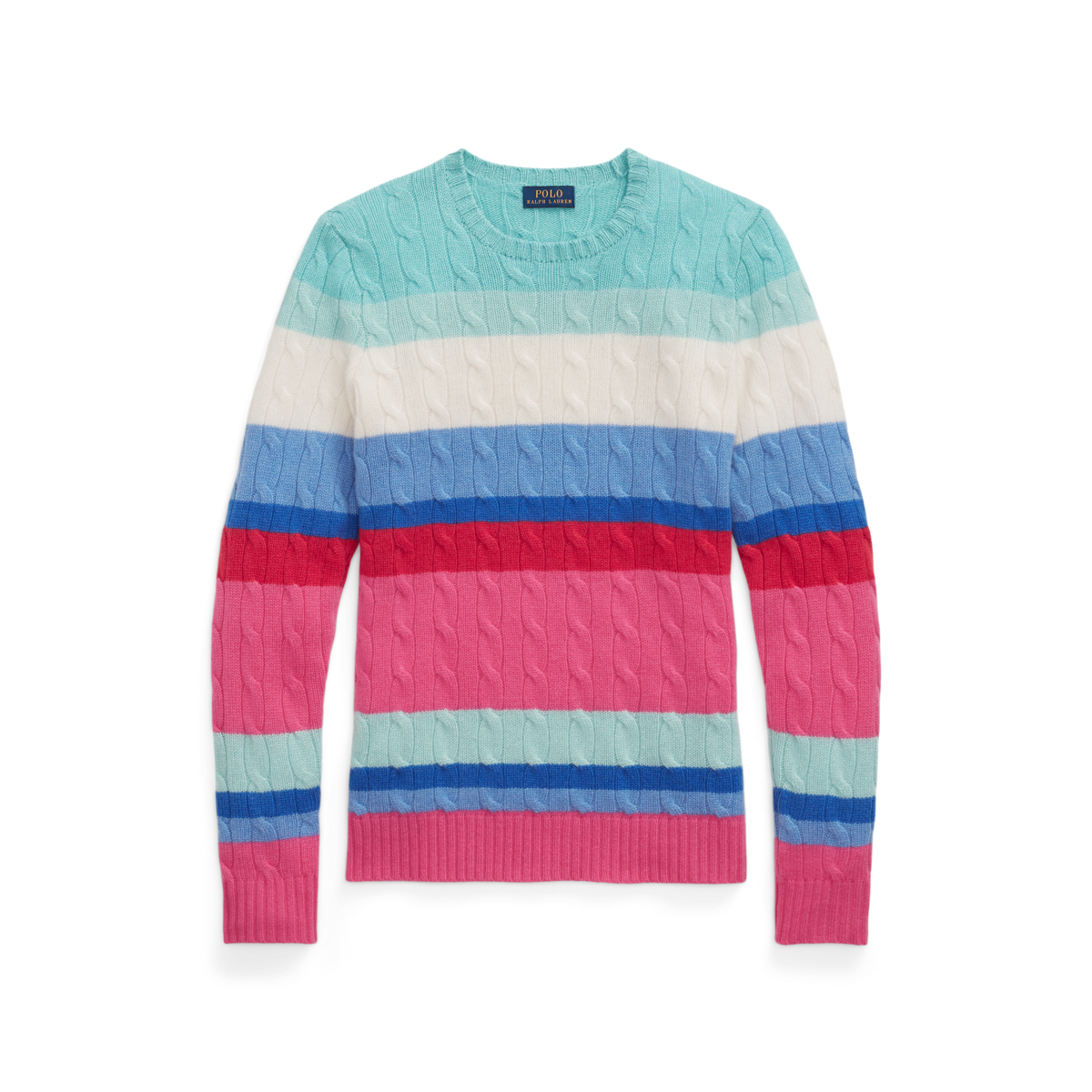 Striped Cable-Knit Cashmere Sweater