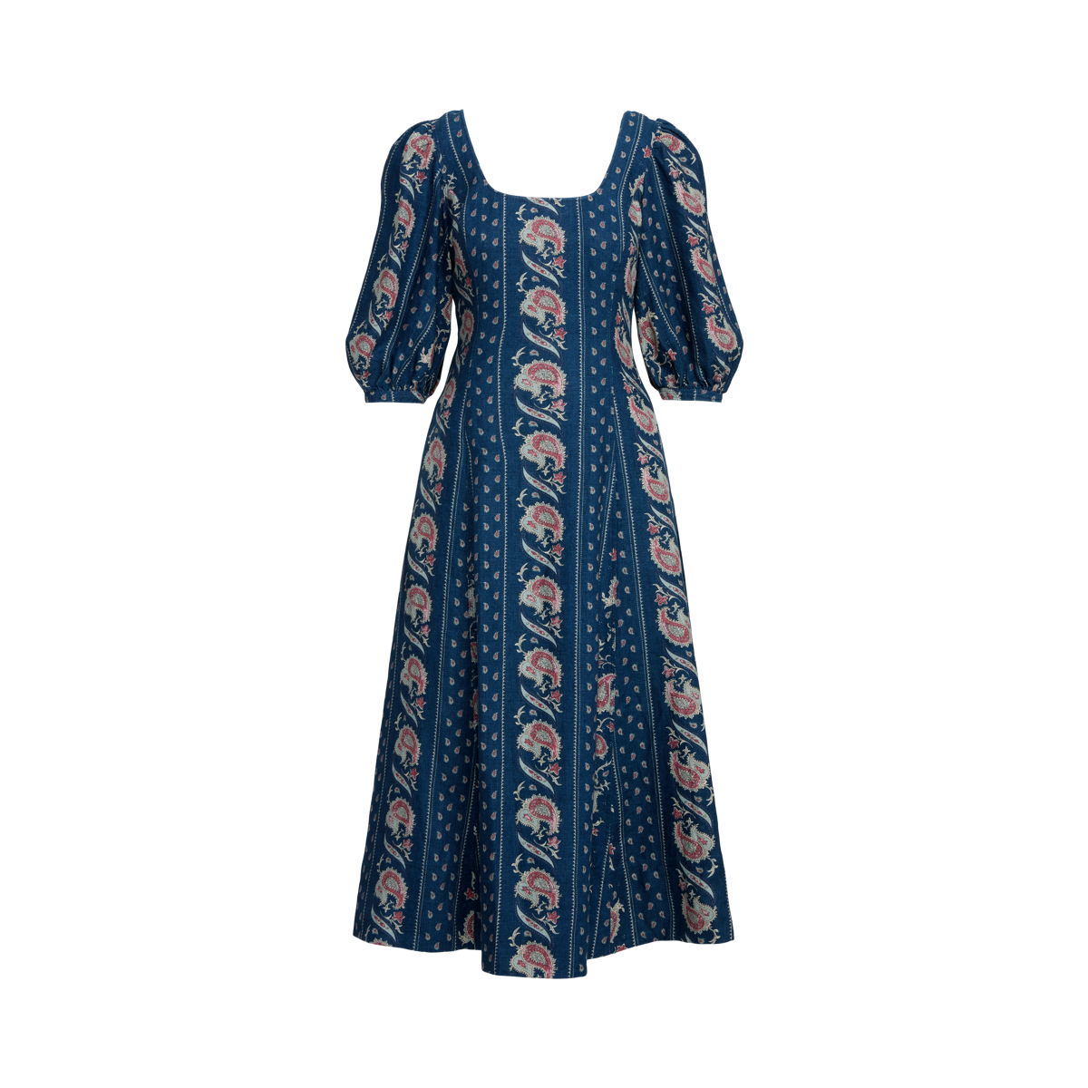 Paisley Linen Midi Dress