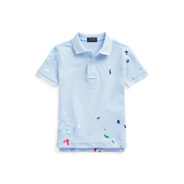 Paint-Splatter Cotton Mesh Polo Shirt