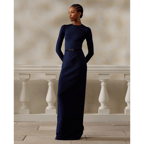 Nadeesha Knit-Faille Evening Gown Ralph Lauren Collection 1