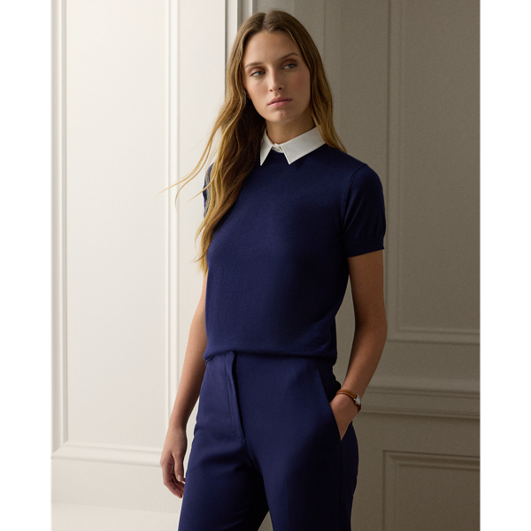 Collared Cashmere Short-Sleeve Jumper Ralph Lauren Collection 1