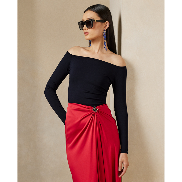 Ralph Lauren Collection Mulberry Silk Off-the-Shoulder Jumper 1