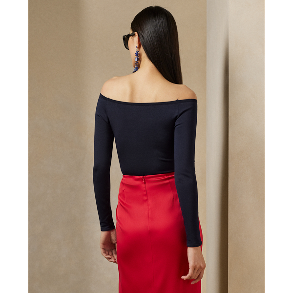 Ralph Lauren Collection Mulberry Silk Off-the-Shoulder Jumper 4