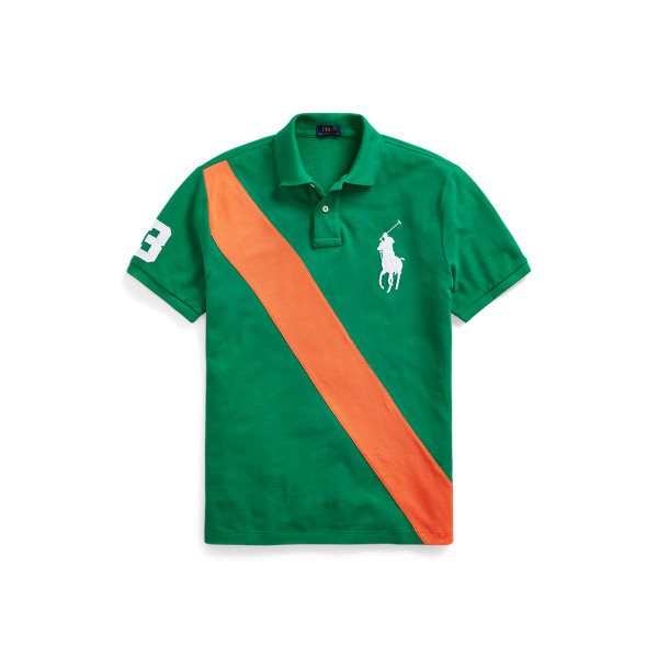 Custom Slim Fit Big Pony Mesh Polo Shirt for Men