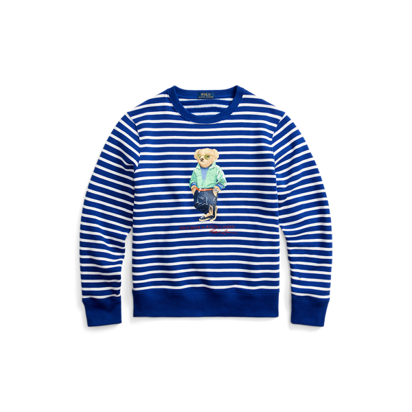 Polo Bear Striped Fleece Sweatshirt
