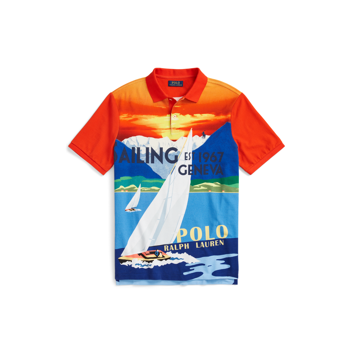 Classic Fit Sailboat Mesh Polo Shirt