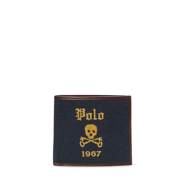 Skull and Bones Needlepoint Wallet for Men Ralph Lauren LB