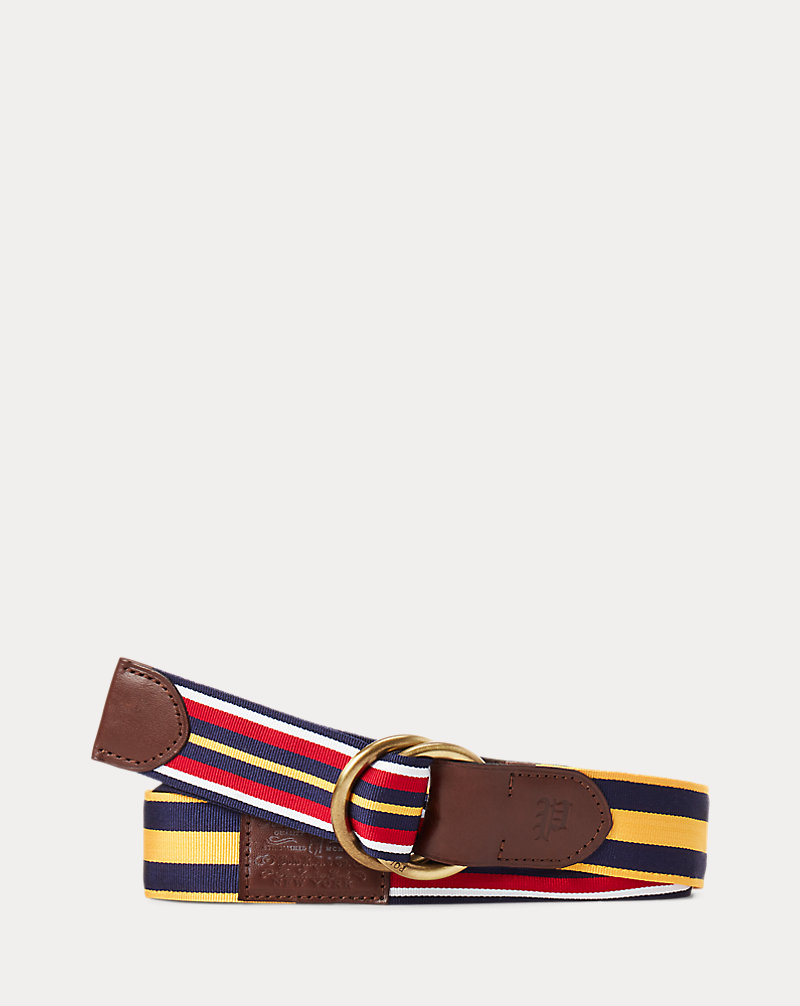 Leather-Trim Striped Belt Polo Ralph Lauren 1