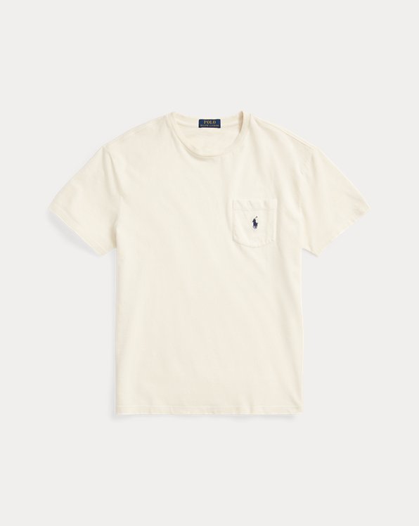 T-shirt à poche ajusté en coton et lin