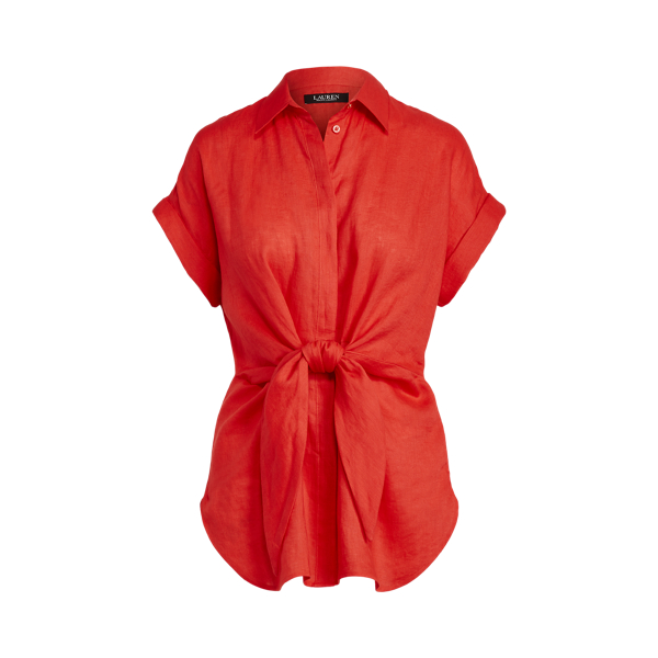 Tie-Front Linen Shirt