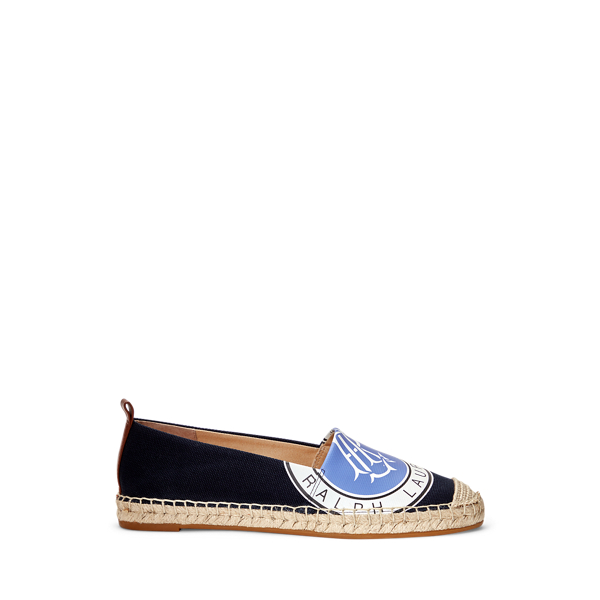 Lauren Ralph Lauren Cameryn Flat Espadrilles, Women's, Size: 7.5, Navy multi/refined Navy - Cotton