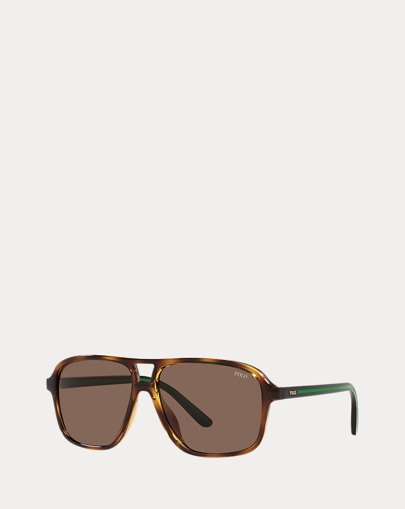 Striped-Temple Pilot Sunglasses Polo Ralph Lauren 1