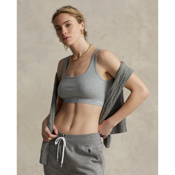 Repeat-Logo Rib-Knit Bralette Polo Ralph Lauren 1