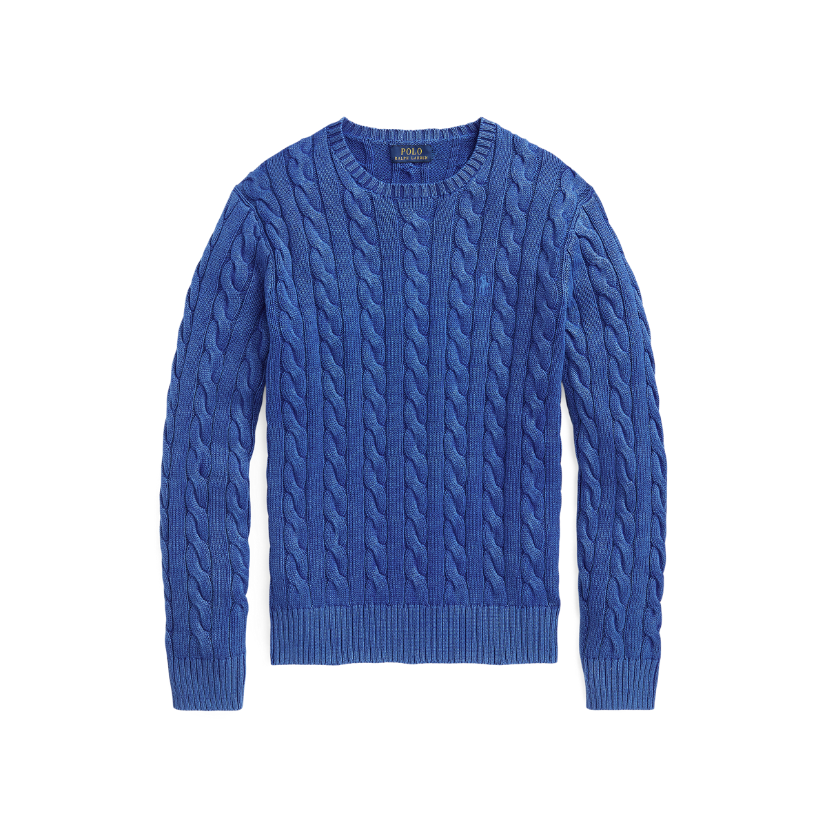 Garment-Dyed Cable-Knit Cotton Sweater