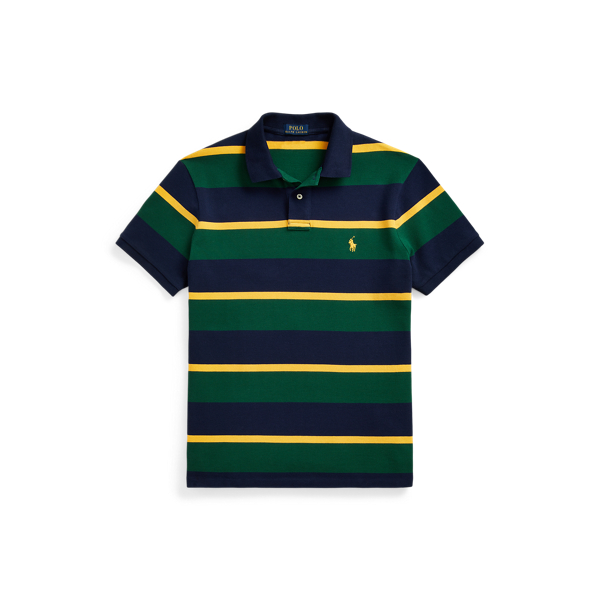 Custom Slim Fit Striped Mesh Polo Shirt