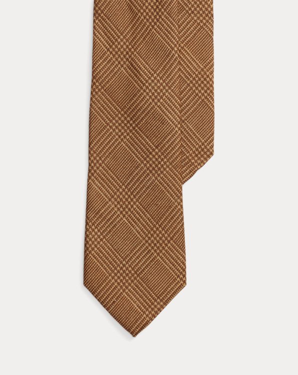 Glen Plaid-Print Linen Tie