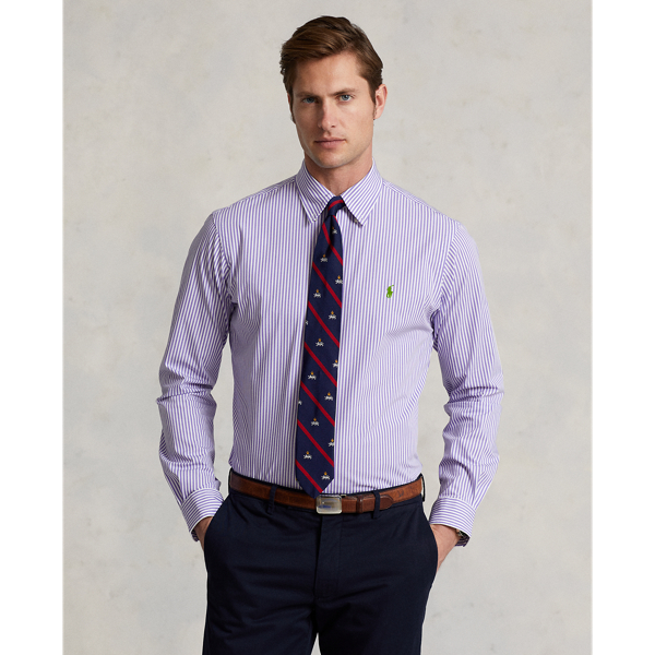 Polo Ralph Lauren slim fit poplin shirt in purple stripe with pony logo
