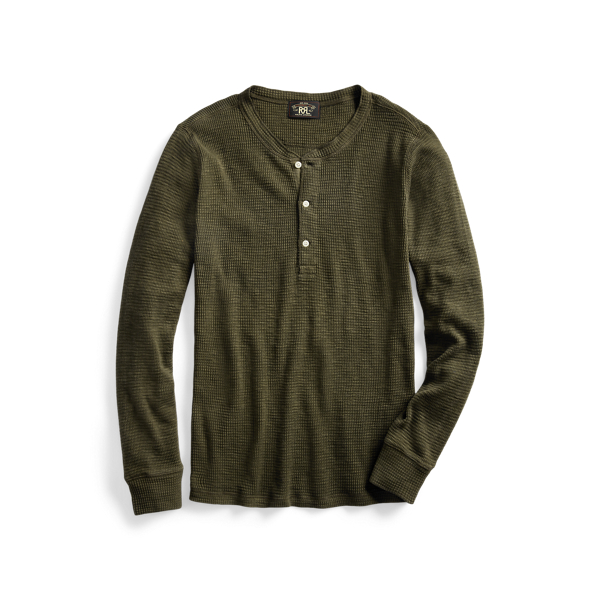 Waffle-Knit Henley Shirt