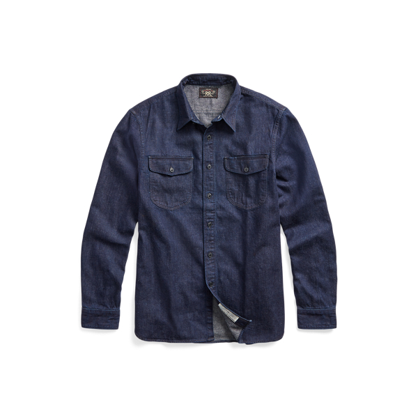 Indigo Cotton-Linen Denim Workshirt RRL 1