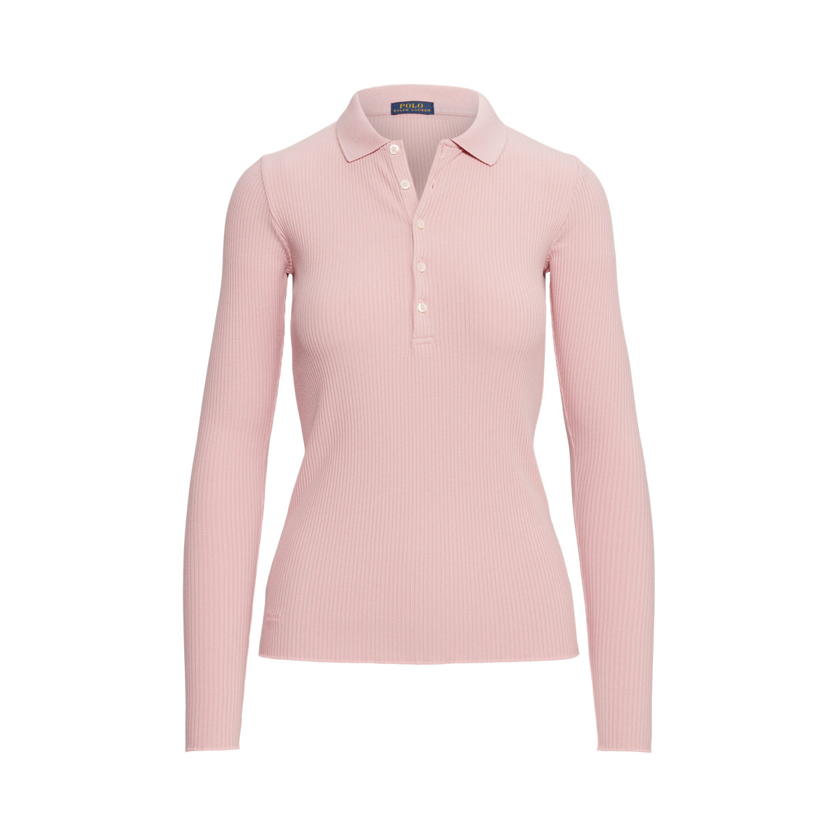 Ribbed Long-Sleeve Polo Shirt