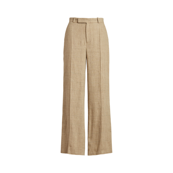 Plaid Wool Blend Tweed Wide Leg Trouser