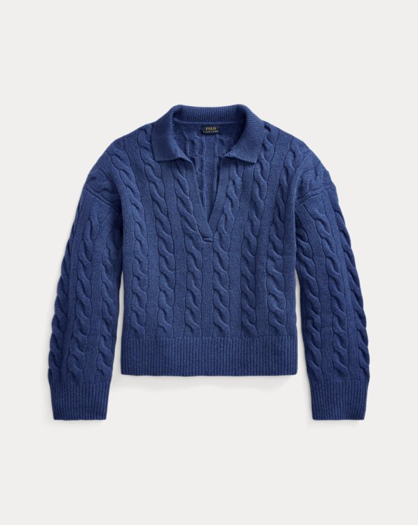 Cable-Knit Wool-Cashmere Polo Jumper