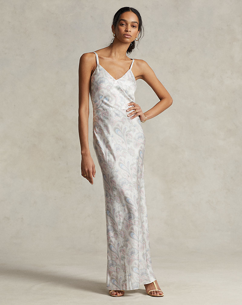 Floral Sleeveless Satin Gown Polo Ralph Lauren 1