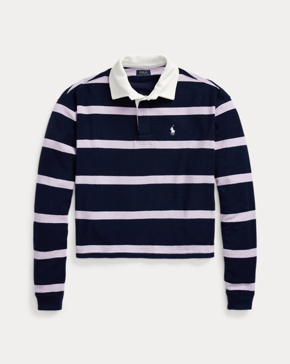 Two-Tone-Stripe Oversize Rugby Shirt