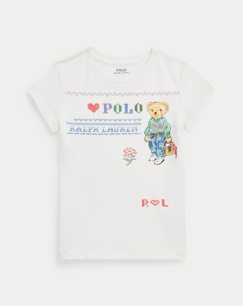 T-shirt de malha de algodão com Polo Bear RAPARIGAS DOS 1,5 AOS 6,5 ANOS 1