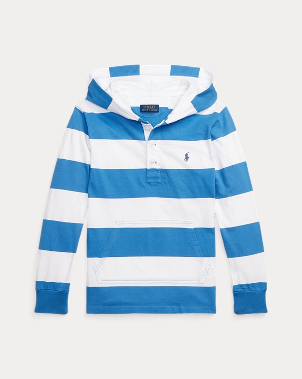 Striped Jersey Hooded Rugby Shirt