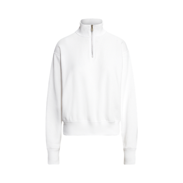 White quarter hotsell zip sweater