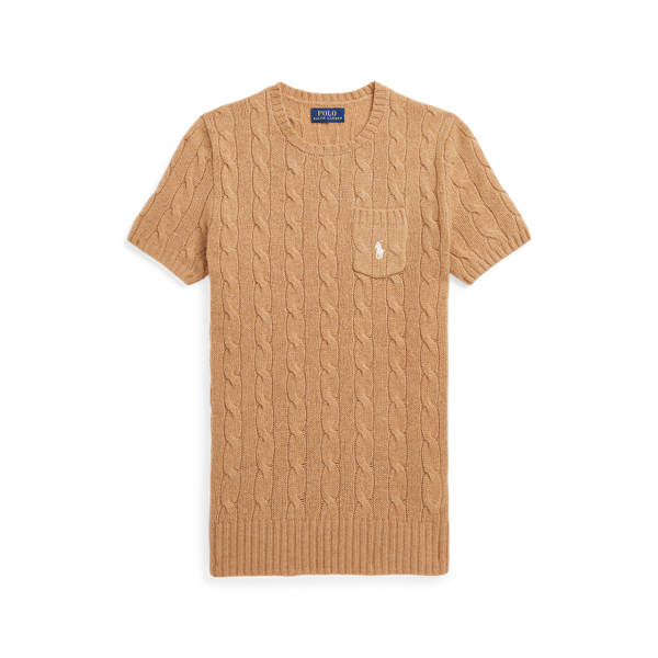 Cable Wool-Cashmere Short-Sleeve Jumper