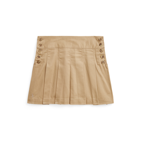 Pleated Cotton Twill Skirt
