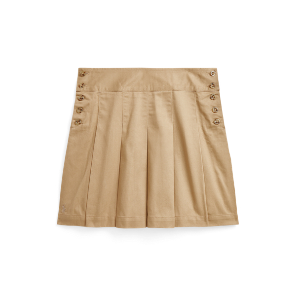 Pleated Cotton Twill Skirt