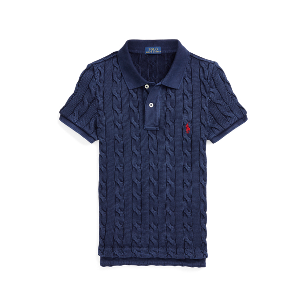 Skinny Fit Cable-Knit Polo Shirt
