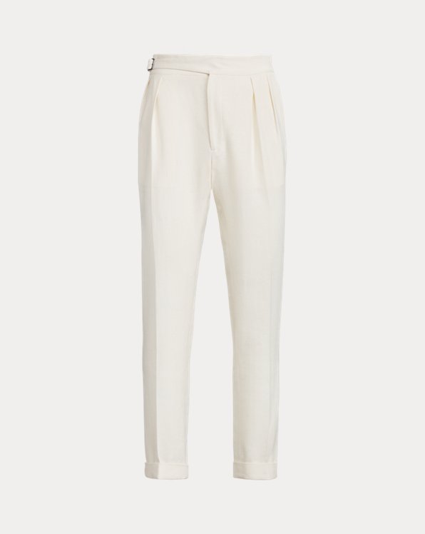 Buckled Cotton-Linen Suit Trouser