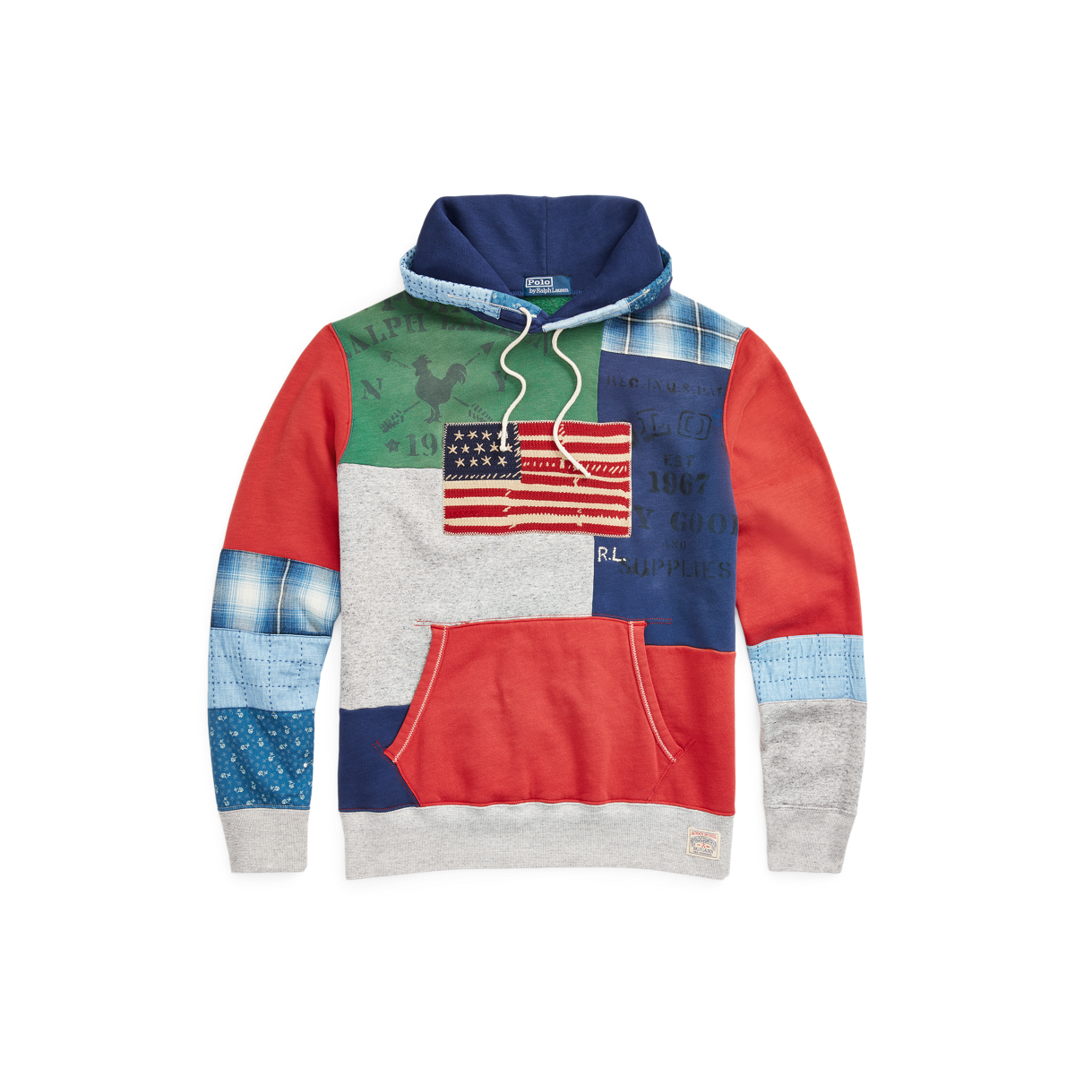 Flag Patchwork Fleece Hoodie