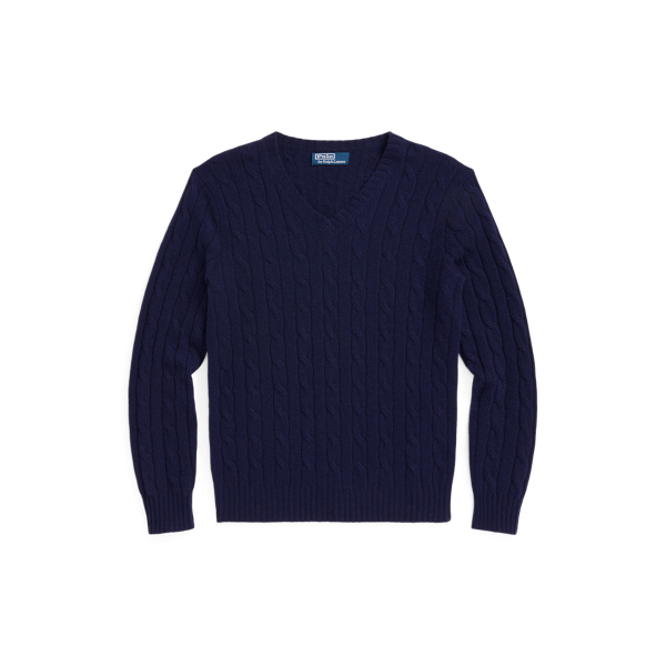 Cable-Knit Cashmere V-Neck Jumper