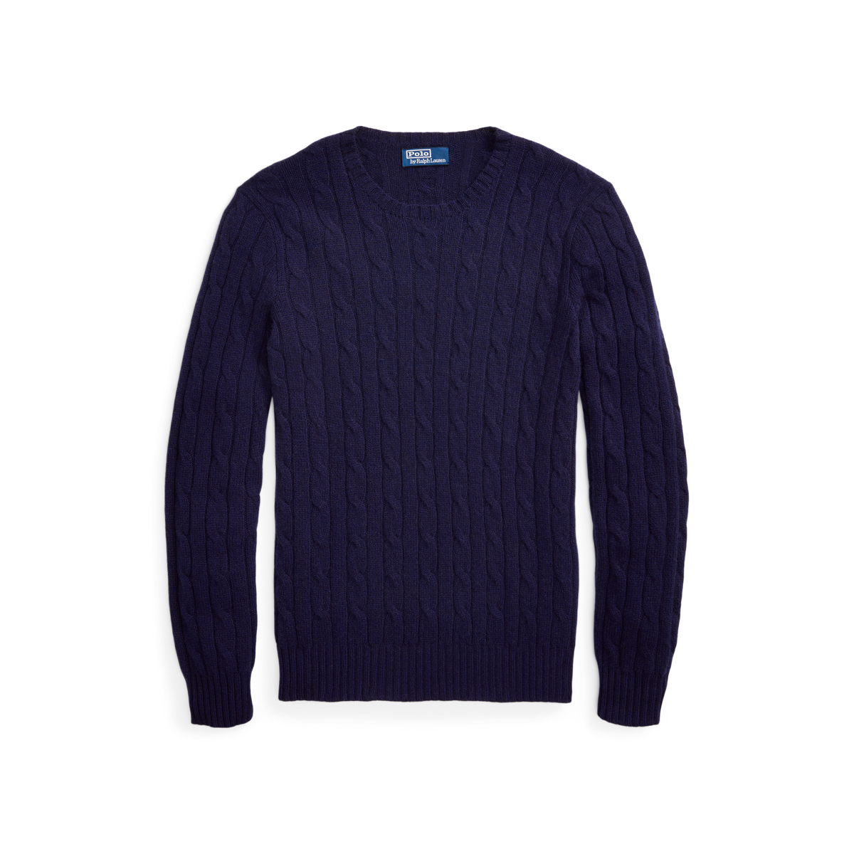 Ralph Lauren Purple Label Cashmere Cable-Knit Crewneck Sweater, Blue, Men's, Medium