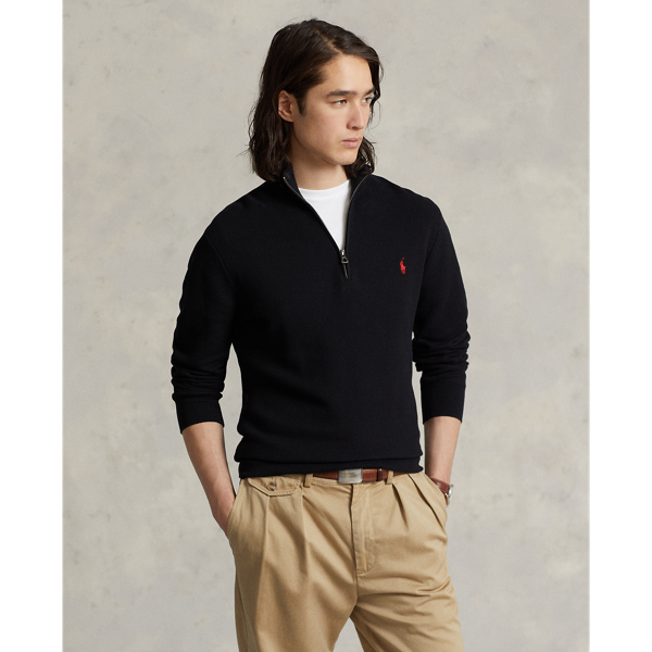 Mesh-Knit Cotton Quarter-Zip Jumper