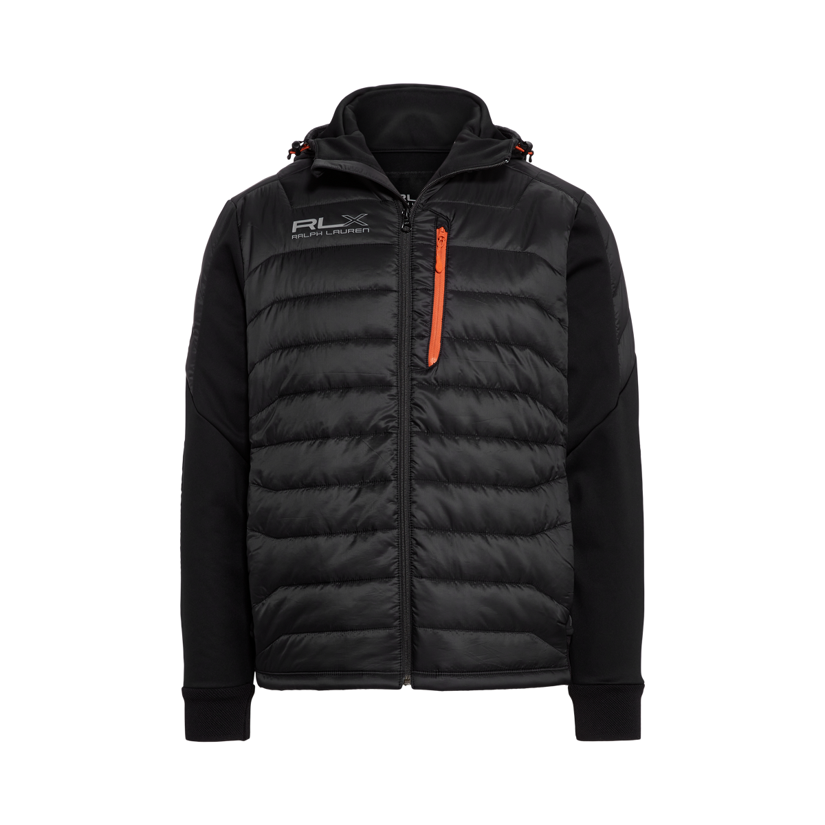 Polo ralph lauren black hybrid hooded puffa jacket hotsell