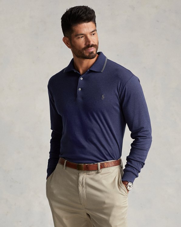 Soft Cotton Long-Sleeve Polo Shirt