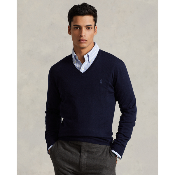 Slim Fit Washable Wool V-Neck Jumper Polo Ralph Lauren 1