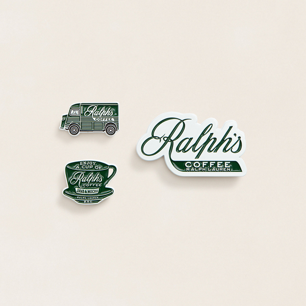 Conjunto de pins com logo Ralph's Coffee