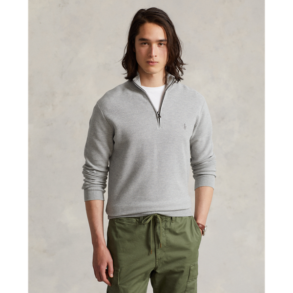 Mesh-Knit Cotton Quarter-Zip Jumper